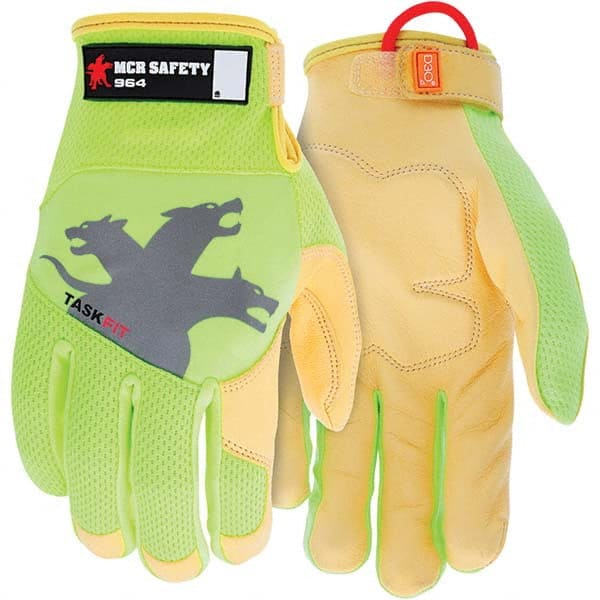 MCR Safety - Size S Leather or Synthetic Leather General Protection High Visibility Work Gloves - Caliber Tooling