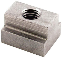 Jergens - 1/2-13 Tapped Through T Slot Nut - 5/8" Slot Width, 1 x 3/8" Base Width x Height, 1-1/4 x 3/4" Overall Length x Height - Caliber Tooling