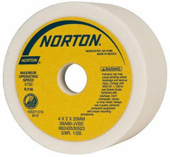 Norton - 4" Diam, 20mm Hole Size, 2" Overall Thickness, 80 Grit, Type 6 Tool & Cutter Grinding Wheel - Medium Grade, Aluminum Oxide, J Hardness, Vitrified Bond, 5,730 RPM - Caliber Tooling