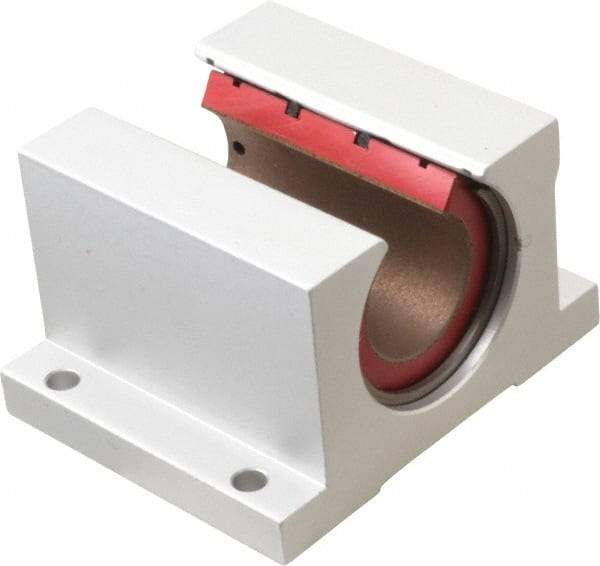 Pacific Bearing - 1" ID, 3-1/4" OAW x 2.813" OAL x 10.5mm OAH Open Pillow Block - 3,525 Lb Static Cap, 2-7/8" Btw Mnt Hole Ctrs, 1.187" Base-to-Ctr Ht, Aluminum - Caliber Tooling