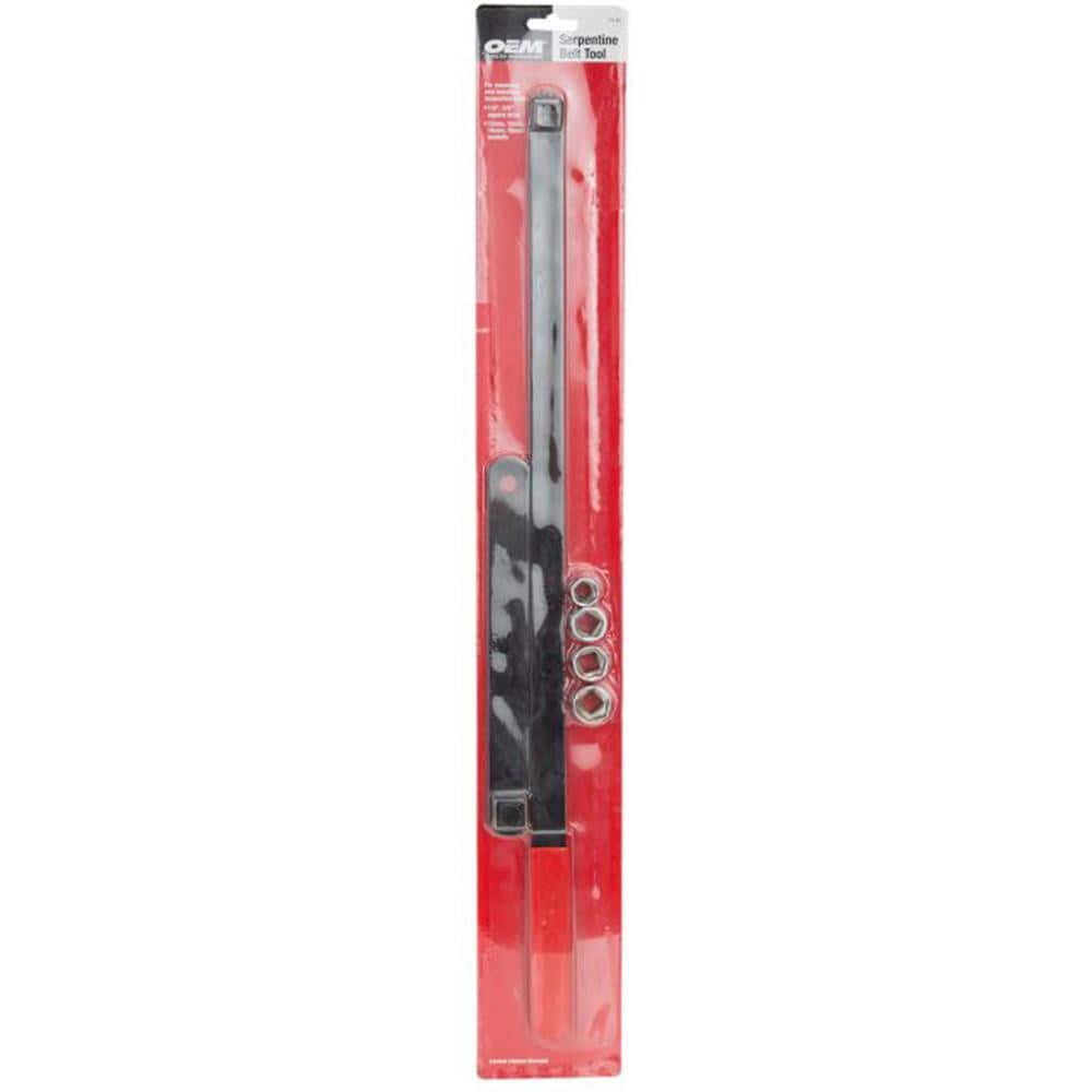 Automotive Hand Tools & Sets; For Use With: Removing & Installing Serpentine Belts; Socket Size: 13; 15; 16; 18 mm; Includes: Long Handle; 18 mm Sockets; 15; 16; 1/2 in Drive Adapter; (4) Shallow 13; Color: Red; Chrome; Black; Inside Diameter (Inch): 13;