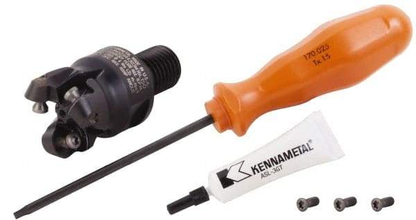 Kennametal - 1-1/4" Cutting Diam, 1-1/4" Max Depth of Cut, Modular Connection Indexable Copy End Mill - 4 Inserts, RP.T 43.. Insert, KSRM Toolholder, Through Coolant - Caliber Tooling