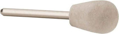 Value Collection - 1/2" Diam, 1/8" Shank Diam, Olive Shaped Mounted Bob - Hard Density, 3/4" Head Length, 2" Shank Length, Wool Felt - Caliber Tooling