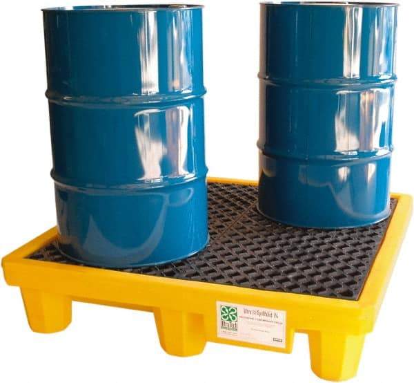 UltraTech - 66 Gal Sump, 6,000 Lb Capacity, 4 Drum, Polyethylene Spill Deck or Pallet - 53" Long x 53" Wide x 12" High, Liftable Fork, Drain Included, 2 x 4 Drum Configuration - Caliber Tooling