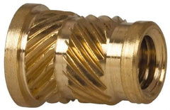 E-Z LOK - 1/4" Drill, 10 32 UNF, 0.278" Diam, Brass Headed Heat Installed Threaded Insert - 1/4" Hole, 0.418" OAL x 0.043" High, 5/16" Head Diam - Caliber Tooling