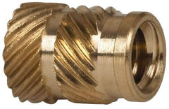 E-Z LOK - 1/4" Drill, 10 24 UNC, 0.278" Diam, Brass Unheaded Heat Installed Threaded Insert - 1/4" Hole, 3/8" OAL - Caliber Tooling