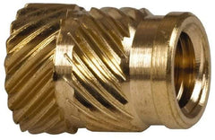 E-Z LOK - 1/4" Drill, 10 32 UNF, 0.278" Diam, Brass Unheaded Heat Installed Threaded Insert - 1/4" Hole, 3/8" OAL - Caliber Tooling