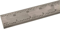 SPI - 36" Long, 1/100, 1/64, 1/50, 1/32" Graduation, Rigid Steel Rule - 16R Graduation Style, 1-1/4" Wide, Silver, Satin Chrome Finish - Caliber Tooling