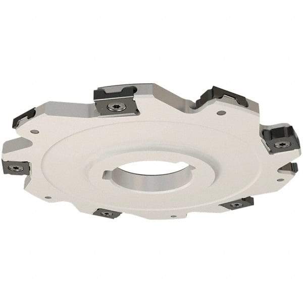 Iscar - Arbor Hole Connection, 0.197" Cutting Width, 26.5mm Depth of Cut, 100mm Cutter Diam, 27mm Hole Diam, 12 Tooth Indexable Slotting Cutter - SDN Toolholder, LNET Insert, Right Hand Cutting Direction - Caliber Tooling