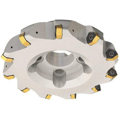 Iscar - 125mm Cut Diam, 40mm Arbor Hole, 3.5mm Max Depth of Cut, 30° Indexable Chamfer & Angle Face Mill - 9 Inserts, H600 WXCU 08 Insert, Right Hand Cut, 9 Flutes, Through Coolant, Series Helido - Caliber Tooling