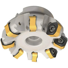 Iscar - 134.7mm Cut Diam, 40mm Arbor Hole, 6mm Max Depth of Cut, 65° Indexable Chamfer & Angle Face Mill - 10 Inserts, OXMT 0507\xB6RXMT 1607\xB6S865 SNMU 1305 Insert, Right Hand Cut, 10 Flutes, Through Coolant, Series Helido - Caliber Tooling