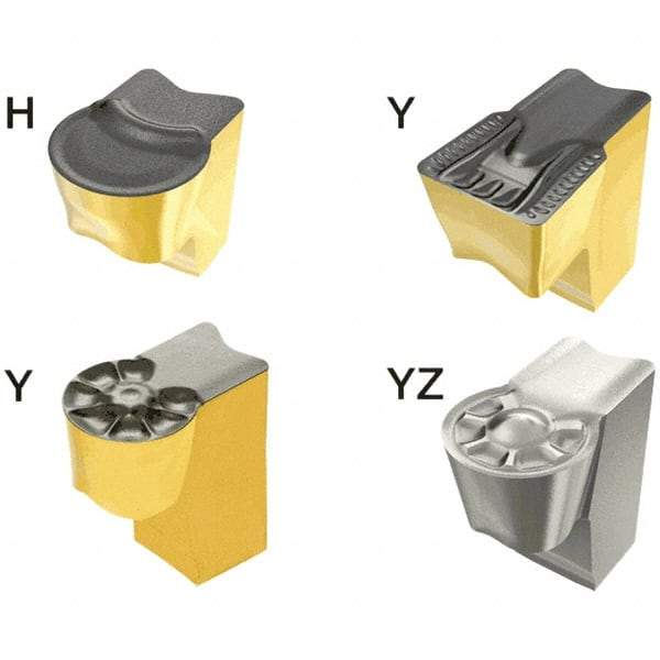 Iscar - 1050TAGB Y Grade IC808, 10mm Cutting Width Carbide Grooving Insert - 5mm Max Depth of Cut, Neutral, 5mm Corner Radius, TiAlN Finish - Caliber Tooling