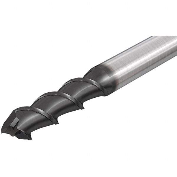 Iscar - 25mm, 45mm LOC, 25mm Shank Diam, 121mm OAL, 2 Flute, Solid Carbide Square End Mill - Single End, Uncoated, Spiral Flute, 55° Helix, Right Hand Cut, Right Hand Flute - Caliber Tooling