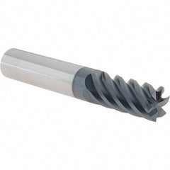 Iscar - 1/2", 1" LOC, 1/2" Shank Diam, 3" OAL, 6 Flute, Solid Carbide Square End Mill - Single End, TiAlN Finish, Spiral Flute, 45° Helix, Right Hand Cut, Right Hand Flute - Caliber Tooling