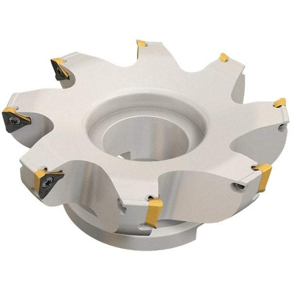 Iscar - 10 Inserts, 160mm Cut Diam, 40mm Arbor Diam, 13mm Max Depth of Cut, Indexable Square-Shoulder Face Mill - 0/90° Lead Angle, 63mm High, HM390 TDKT 1505 Insert Compatibility, Through Coolant, Series HeliIQMill - Caliber Tooling