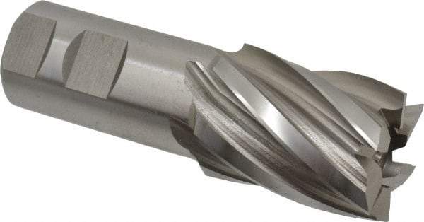 Hertel - 1-1/2", 2" LOC, 1-1/4" Shank Diam, 4-1/2" OAL, 6 Flute, Cobalt Square End Mill - Single End, Uncoated, Spiral Flute, 30° Helix, Right Hand Cut, Right Hand Flute - Caliber Tooling