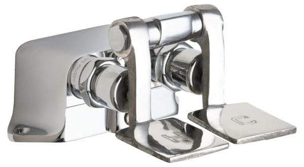 Chicago Faucets - No Spout, Self Closing Cartridges Design, Rough Chrome, Floor Mounted, Floor Mounted Faucet with Short Pedals - Pedal Handle - Caliber Tooling