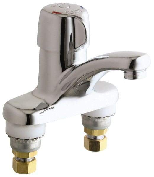 Chicago Faucets - Round Handle, Deck Mounted Bathroom Faucet - One Handle, No Drain, Standard Spout - Caliber Tooling