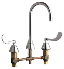 Chicago Faucets - Wrist Blade Handle, Wide Spread Bathroom Faucet - Two Handle, No Drain, Gooseneck Spout - Caliber Tooling