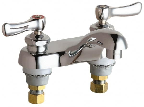 Chicago Faucets - Lever Handle, Deck Mounted, Vandal Resistant Bathroom Faucet - Two Handle, No Drain, Standard Spout - Caliber Tooling