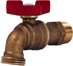 Legend Valve - 3/4" Pipe, 3/4" Tube, Aluminum Hose Bib Drain Cock & Shutoff Valve - 3/4 MNPT Thread, 125 Max psi, 2-29/64" Long - Caliber Tooling