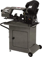 Jet - 5 x 6" Max Capacity, Manual Step Pulley Horizontal Bandsaw - 80, 120 & 200 SFPM Blade Speed, 115/230 Volts, 45 & 60°, 1 Phase - Caliber Tooling