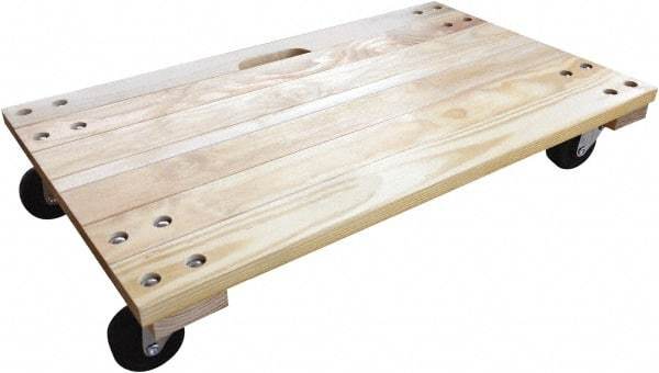 PRO-SOURCE - 1,000 Lb Capacity Hardwood/Polyolefin Solid Top Dolly - 36" Long x 24" Wide x 5" High, 3" Polyolefin Wheels - Caliber Tooling