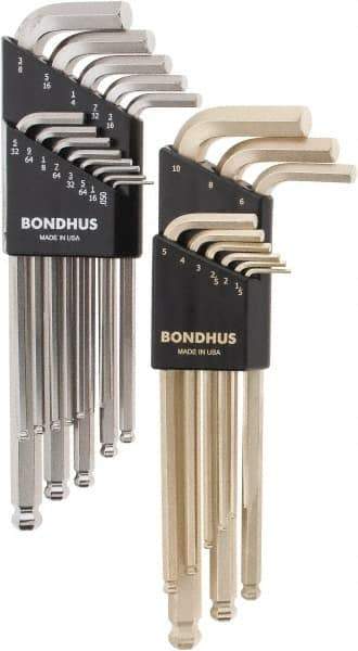 Bondhus - 22 Piece L-Key Combo Hex Key Set - Hex Range 0.05 to 3/8" - Caliber Tooling