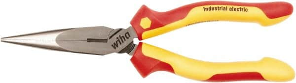 Wiha - 200mm OAL, 2-3/4" Jaw Length, Long Nose Side Cutting Pliers - Insulated Handles - Caliber Tooling