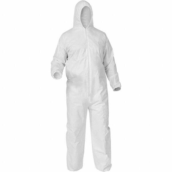 KleenGuard - Size L Polypropylene General Purpose Coveralls - White, Zipper Closure, Elastic Cuffs, Elastic Ankles, Serged Seams - Caliber Tooling