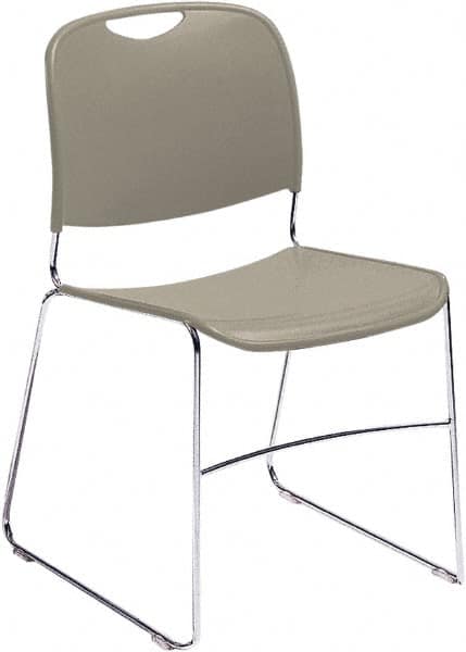 NPS - Polypropylene Grey Stacking Chair - Chrome Frame, 17" Wide x 22-1/2" Deep x 31" High - Caliber Tooling