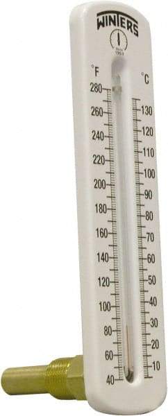 Winters - 40 to 280°F, Industrial Thermometer with Standard Thermowell - 1 Inch Immersion Length, 2 Inch Stem Length, 8 Inch Long, 1/2 Inch Thread - Caliber Tooling