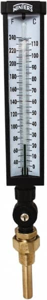 Winters - 30 to 240°F, Industrial Thermometer with Standard Thermowell - 3 Inch Immersion Length, 3-1/2 Inch Stem Length, 17 Inch Long, 3/4 Inch Thread - Caliber Tooling