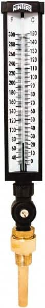 Winters - 30 to 300°F, Industrial Thermometer with Standard Thermowell - 3 Inch Immersion Length, 3-1/2 Inch Stem Length, 17 Inch Long, 3/4 Inch Thread - Caliber Tooling