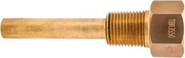 Winters - 4-1/2 Inch Overall Length, 1/2 Inch Thread, Brass Thermowell - 2-1/2 Inch Insertion Length - Caliber Tooling