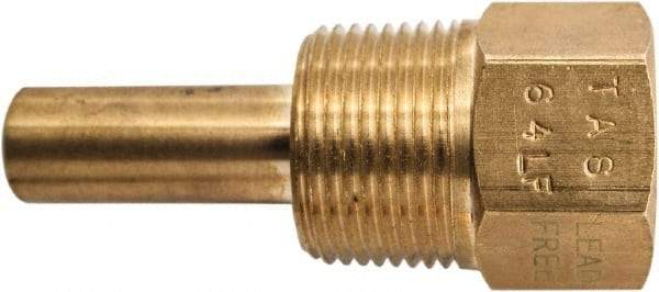 Winters - 2-1/2 Inch Overall Length, 3/4 Inch Thread, Brass Thermowell - 1.3 Inch Insertion Length - Caliber Tooling