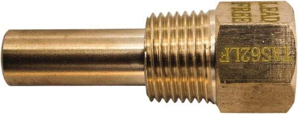 Winters - 2-1/2 Inch Overall Length, 1/2 Inch Thread, Brass Thermowell - 1.3 Inch Insertion Length - Caliber Tooling