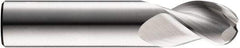 SGS - 1" Diam, 2" LOC, 3 Flute Solid Carbide Ball End Mill - Uncoated, Single End, 5" OAL, 1" Shank Diam, Spiral Flute - Caliber Tooling