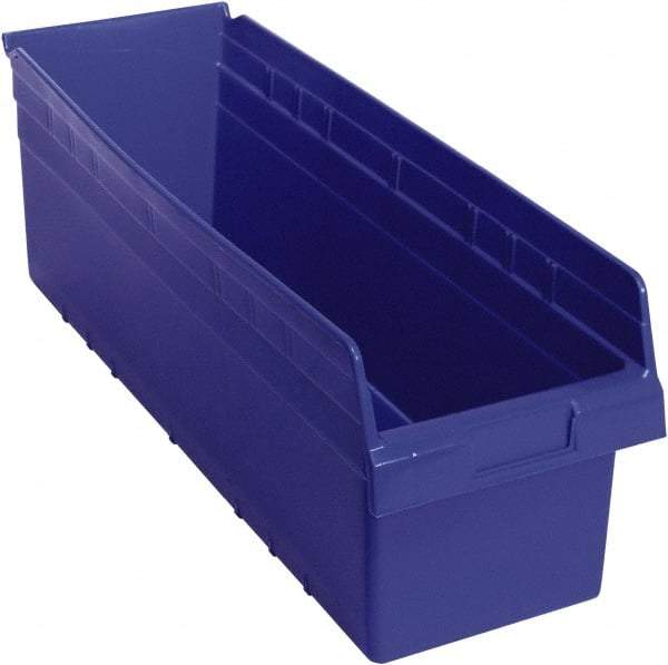 Quantum Storage - 23-5/8" Deep, Blue Polypropylene Hopper Shelf Bin - 8" High x 8-3/8" Wide x 23-5/8" Long - Caliber Tooling