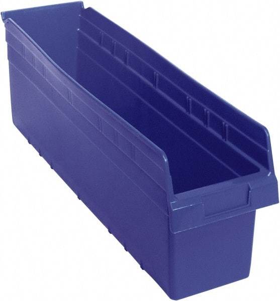 Quantum Storage - 23-5/8" Deep, Blue Polypropylene Hopper Shelf Bin - 8" High x 6-5/8" Wide x 23-5/8" Long - Caliber Tooling