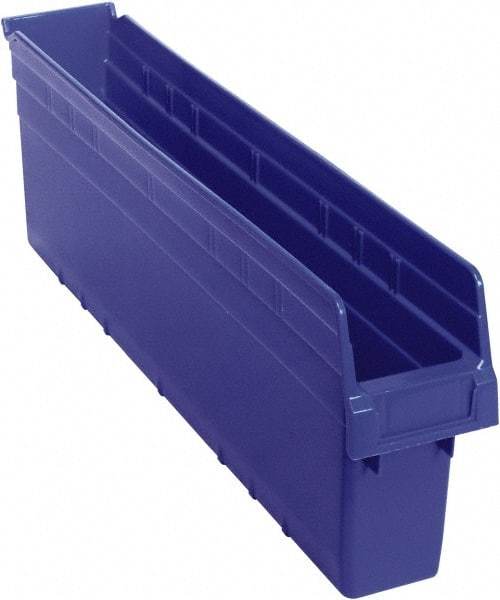 Quantum Storage - 23-5/8" Deep, Blue Polypropylene Hopper Shelf Bin - 8" High x 4-3/8" Wide x 23-5/8" Long - Caliber Tooling