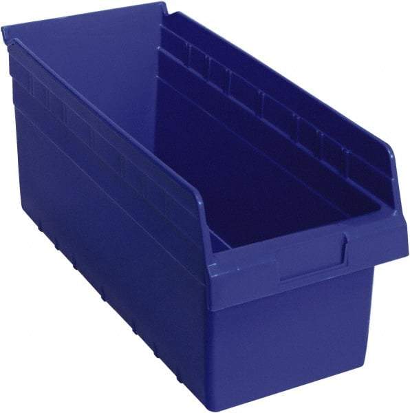 Quantum Storage - 17-7/8" Deep, Blue Polypropylene Hopper Shelf Bin - 8" High x 8-3/8" Wide x 17-7/8" Long - Caliber Tooling