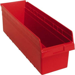 Quantum Storage - 23-5/8" Deep, Red Polypropylene Hopper Shelf Bin - 8" High x 8-3/8" Wide x 23-5/8" Long - Caliber Tooling