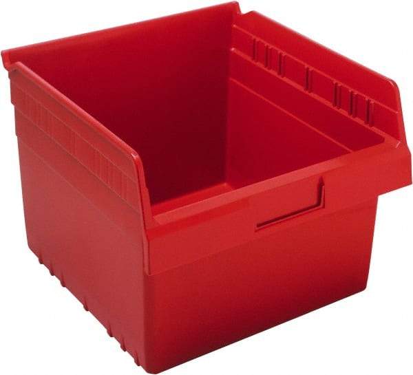 Quantum Storage - 11-5/8" Deep, Red Polypropylene Hopper Shelf Bin - 8" High x 11-1/8" Wide x 11-5/8" Long - Caliber Tooling