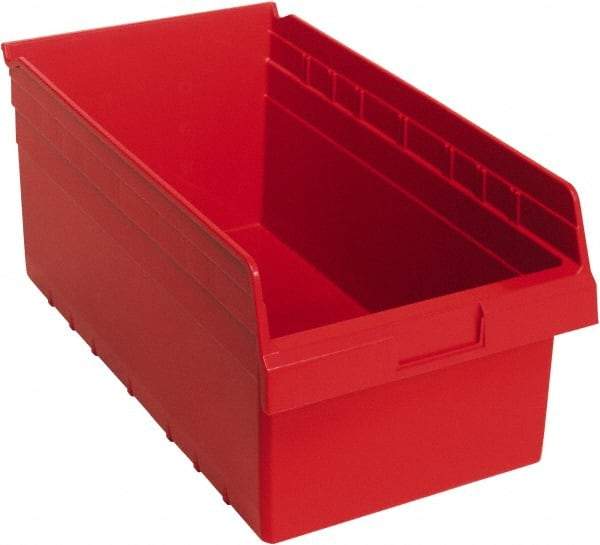 Quantum Storage - 17-7/8" Deep, Red Polypropylene Hopper Shelf Bin - 8" High x 11-1/8" Wide x 17-7/8" Long - Caliber Tooling