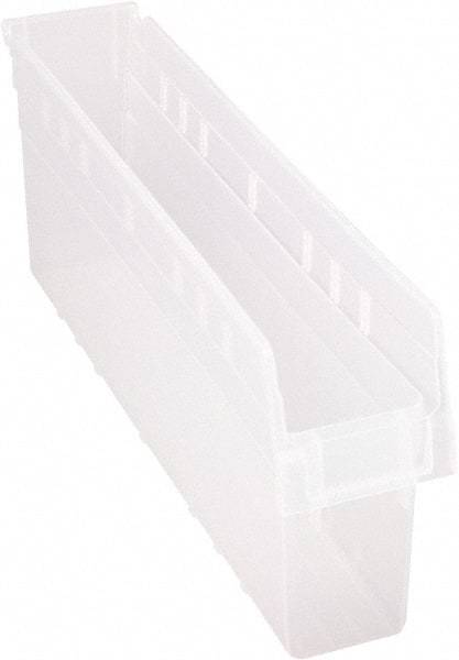 Quantum Storage - 23-5/8" Deep, Clear Polypropylene Hopper Shelf Bin - 8" High x 4-3/8" Wide x 23-5/8" Long - Caliber Tooling