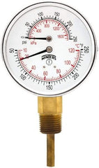 Winters - 3" Dial, 1/2 Thread, 0-250 Scale Range, Pressure Gauge - Lower Connection Mount, Accurate to 0.03% of Scale - Caliber Tooling