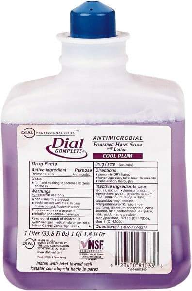 Dial - 1 L Bottle Foam Soap - Purple, Plum Scent - Caliber Tooling