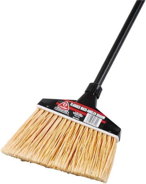 O-Cedar - 13" Wide, Synthetic Bristles, 51" Vinyl-Coated Metal Handle, Angled Broom - Flagged - Caliber Tooling