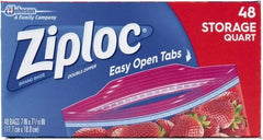 Ziploc - 48 Piece, 1 Quart Capacity, 9.6 Inch Wide x 8-1/2 Inch High, Ziploc Storage Bag - 9 Pack, 1.75 mil Thick, Plastic - Caliber Tooling